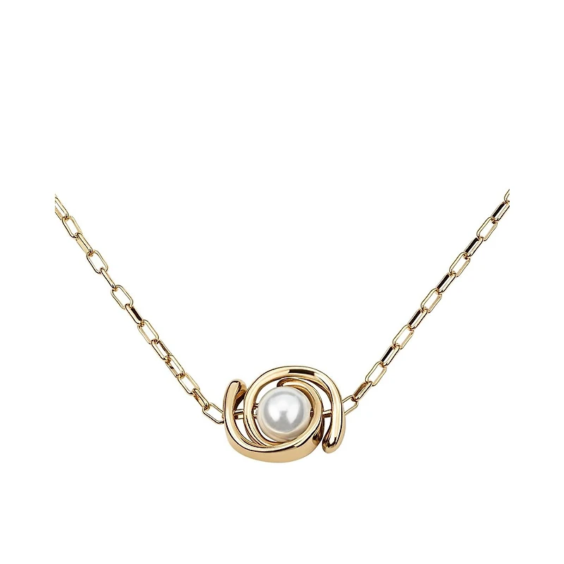 UNOde50 18K Gold Plated Metal Alloy Double Moon Bead Necklace with Thin Chain