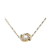 UNOde50 18K Gold Plated Metal Alloy Double Moon Bead Necklace with Thin Chain