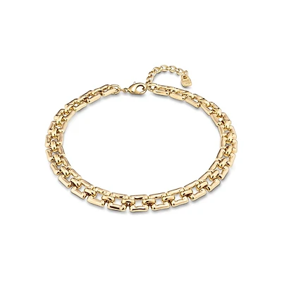 UNOde50 Golden Short Squared Link Necklace