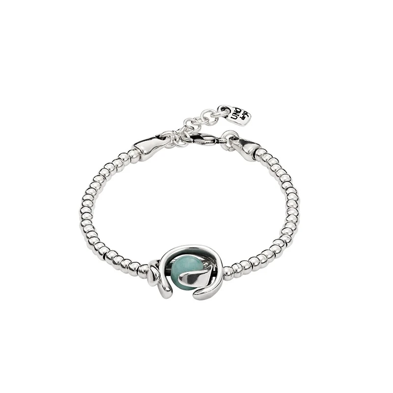 UNOde50 One Strand Elastic Double Moon Bead Metal Bracelet