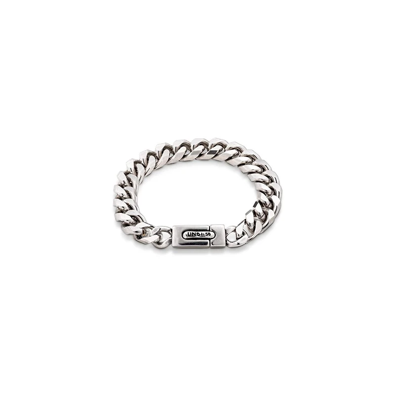 UNOde50 Sterling Silver-Plated Treaded Bearded Chain Metal Bracelet