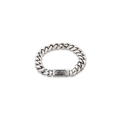 UNOde50 Sterling Silver-Plated Treaded Bearded Chain Metal Bracelet