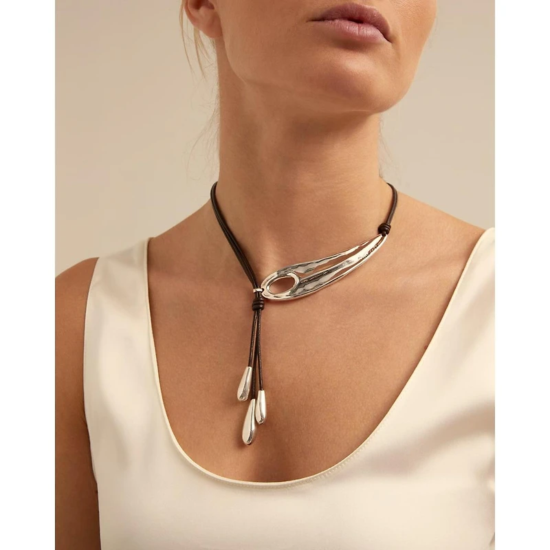 UNOde50 18K Gold and Silver Short Adjustable Latigo Necklaces
