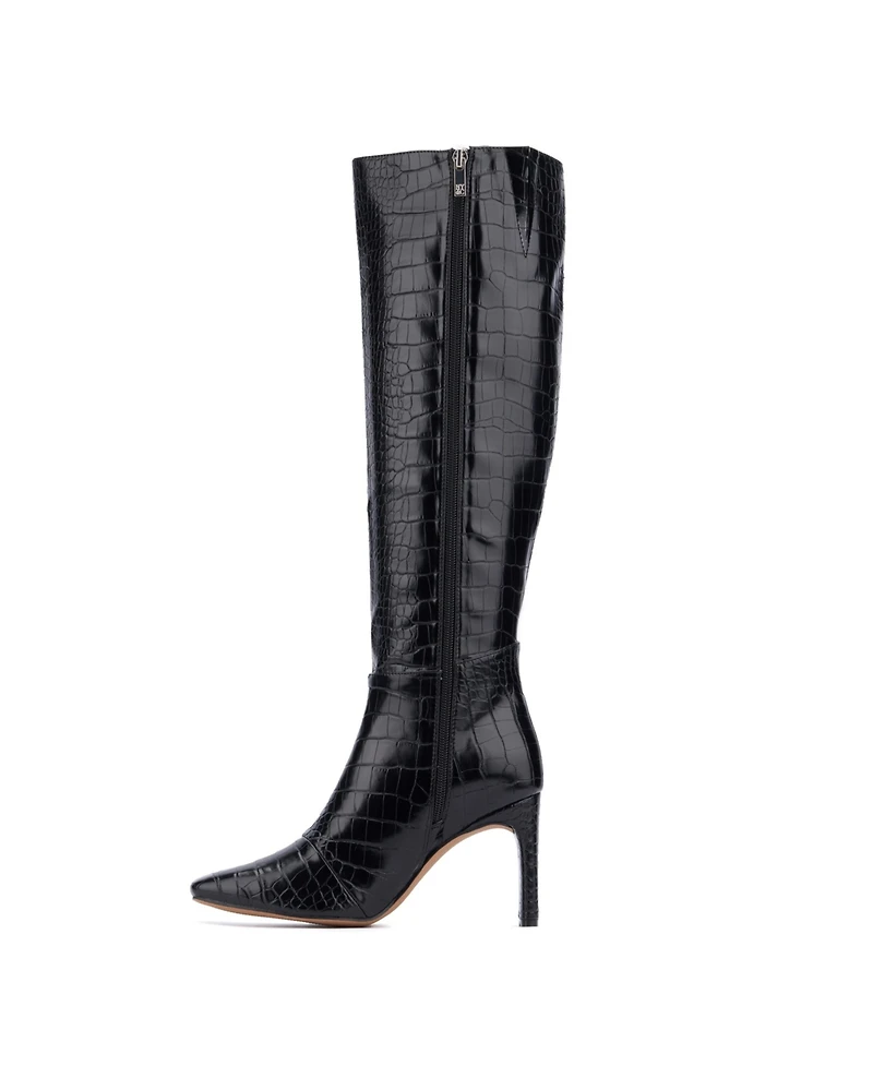 Women's Isabelle Croc Embossed Knee-High Boots Dress