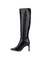 Women's Isabelle Croc Embossed Knee-High Boots Dress