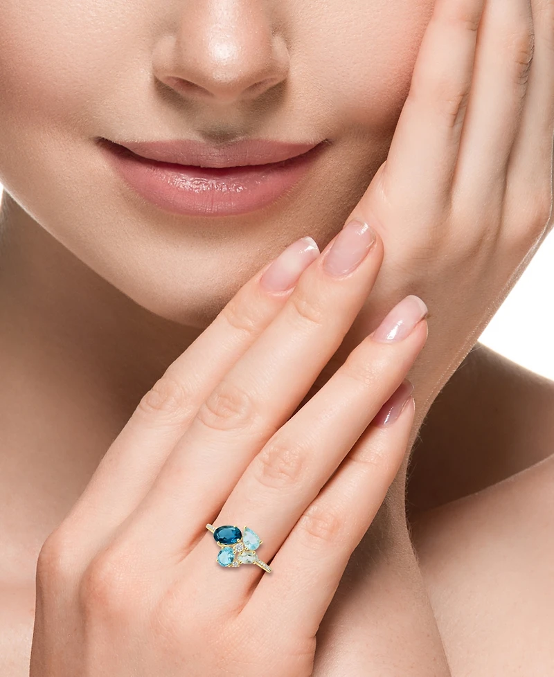 Effy Multi-Gemstone (1-7/8 ct. t.w.) & Diamond (1/10 ct. t.w.) Ring in 14k Yellow Gold