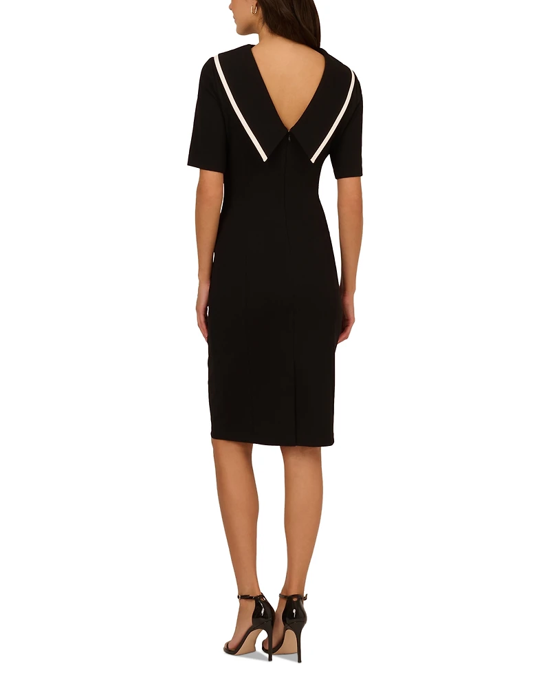 Adrianna Papell Women's Folded-Neck V-Back Sheath Dress