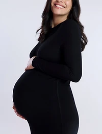 Motherhood Maternity Crew Neck Rib Knit Long Sleeve Column Dress