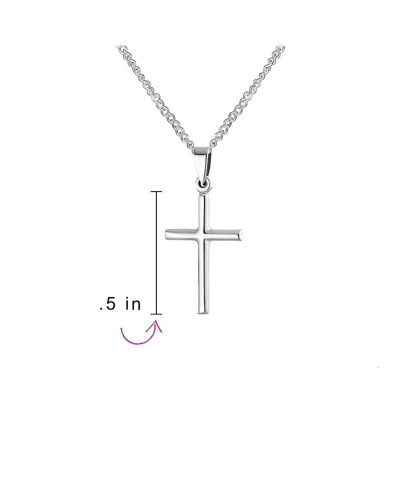 Bling Jewelry Delicate Petite X- Small Tube Simple Religious Cross Pendant Necklace .925 Sterling Silver