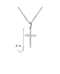 Bling Jewelry Delicate Petite X- Small Tube Simple Religious Cross Pendant Necklace .925 Sterling Silver