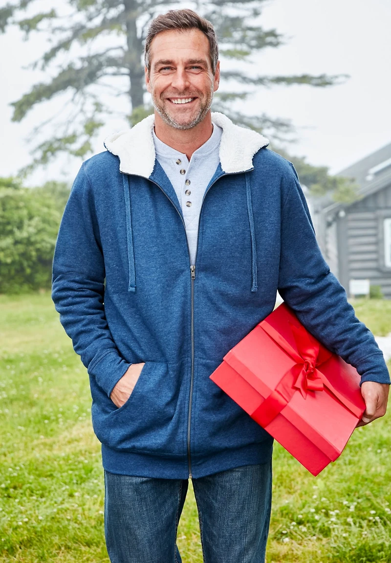 KingSize Big & Tall Sherpa-Lined Fleece Zip Hoodie