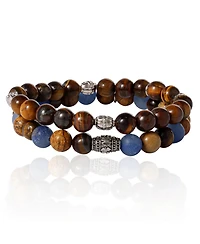 Lucky Brand Tiger s Eye & Sodalite Beaded Stretch Bracelets - Natural Stone Bracelet Set for Men