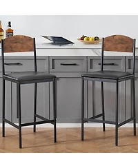 Gaomon Bar Stools Set of 2, Kitchen Barstools with Footrest and Back