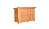 Slickblue Outdoor Fir Wooden Garden Shed with Double Doors and Lockers, Vibrant Orange Red Storage Cabinet Unit