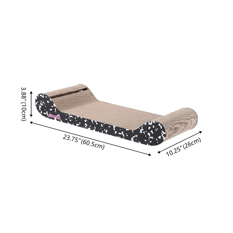 The Licker Store Rini 23.75" Modern Cardboard Lounge Bed Cat Scratcher with Built-In Bell Toys and Catnip