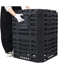 Slickblue Garden Composter Bin Made from Recycled Plastic – 90 Gallons (340 Liters) Large Capacity Compost Bin for Fertile Soil