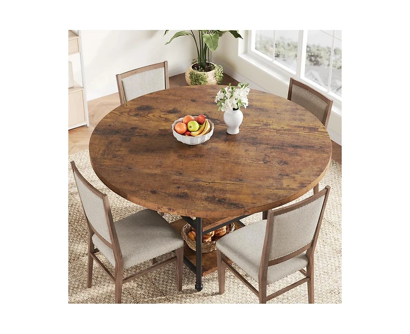47-Inch Round Dining Table for 4: Featuring a 1.59-Inch Thick Top