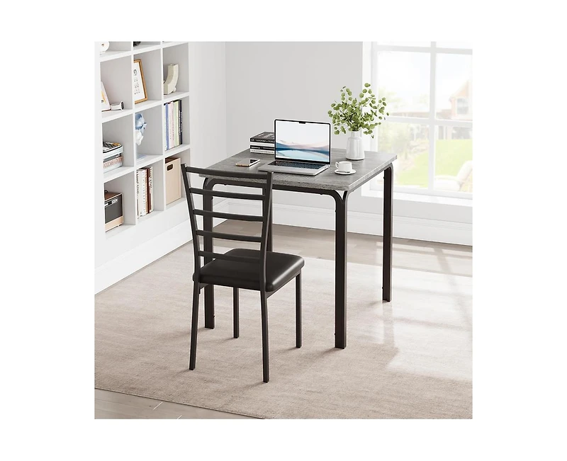 Dining Table Set for 2, 3 Piece Small Table and Chairs Set of 2, Kitchen Table Set With Pu Cushion Chairs, Kitchen and Dining Room Square Table Set fo