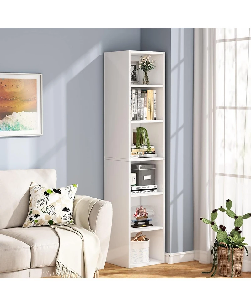 Tribesigns 70.9 Inch Tall Narrow Bookcase with Storage, 6 Tier Cube Display Shelves for Home Office