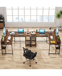 Tribesigns Reversible Corner Computer Desk with Storage Shelves,59 Inch L Shaped Desk with Monitor Stand,Study Writing Table Workstation for Home Offi