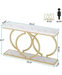 Tribesigns 55 inch Faux Marble Entryway Table Narrow Long Sofa Table, Modern Accent Table