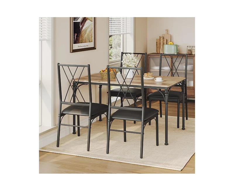 gaomon Dining Table Set for 4, Kitchen Table Set with Upholstered Bench, Dining Room Table Set for 4-6 with Cozy Cushion, 3 Piece Dining Table Set for