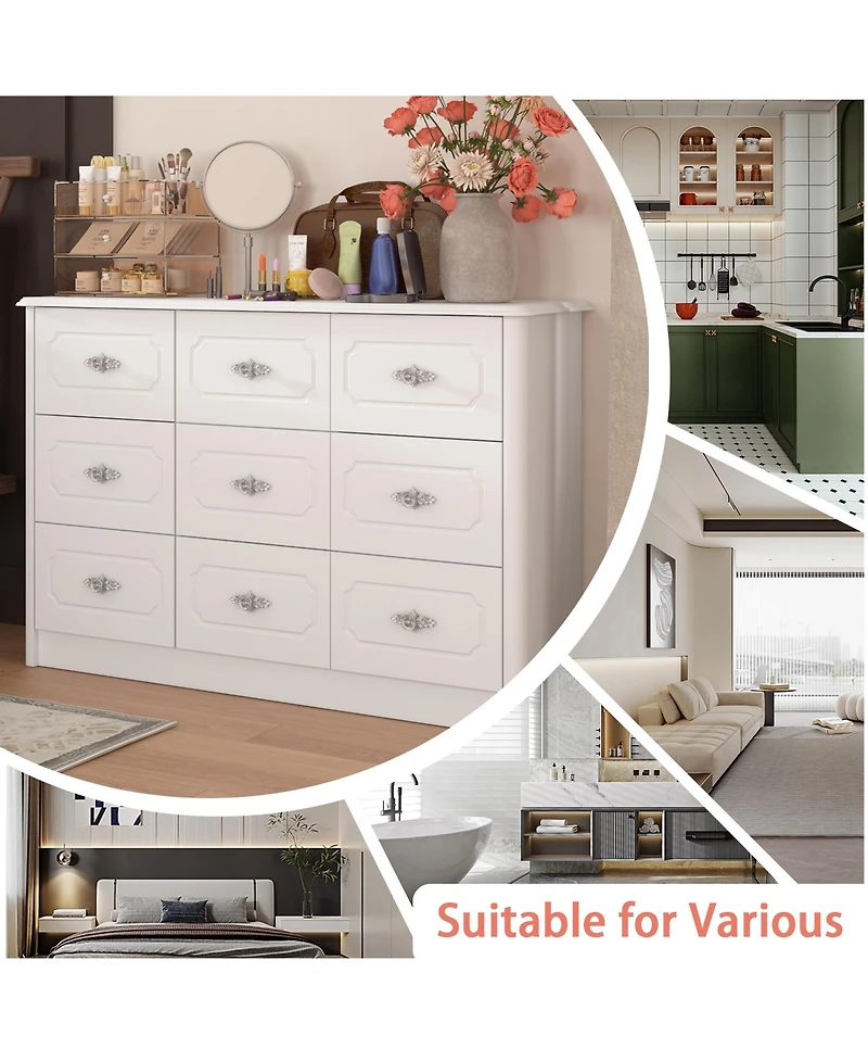 Homsee 9-Drawer White Wood Dresser Storage Dresser