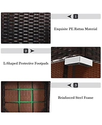 Sugift 4 Pieces Ottoman Garden Patio Rattan Wicker Furniture Set with Cushion