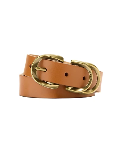 Cole Haan Women's Genuine Leather Sculptured Harness Buckle Belt