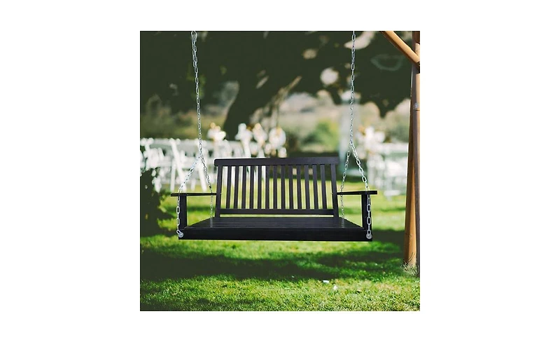 Slickblue Front Porch Swing with Armrests Comfortable Outdoor Seating for Relaxation