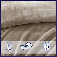 Poppy & Fritz Solid Plush-Fleece Grey Blanket-Full/Queen