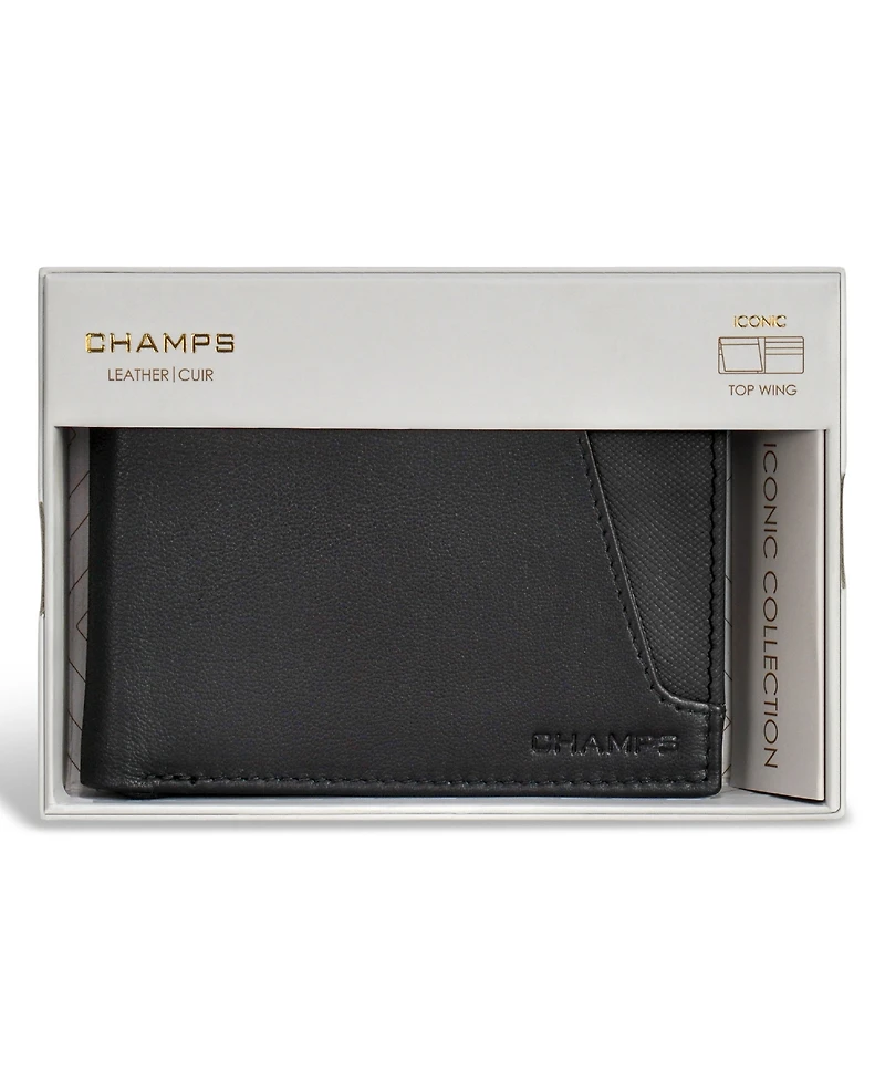 Champs Men's Iconic Collection Leather Top Wing Wallet
