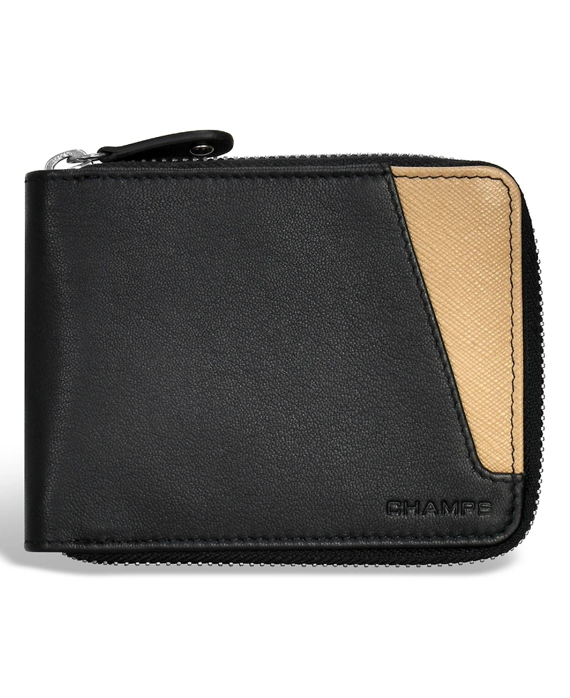 Champs Men's Iconic Collection Leather Zip Around Wallet