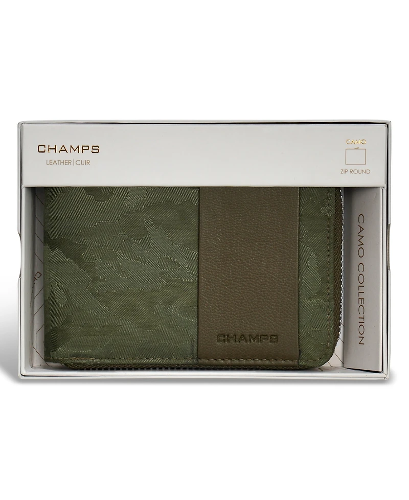 Champs Men's Camo Collection Leather Zip Around Wallet