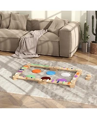Qaba Kids Balance Beam, Wooden Balance Board with Stepping Stone