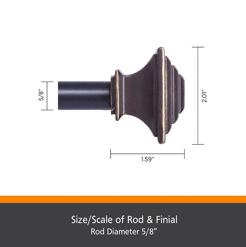 Kenney Fast Fit Easy Install Decorative Curtain Rod - 5/8" Mission Style