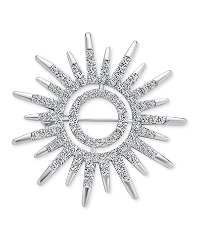 Bling Jewelry Summer Flaming Sunshine Micro Pave Cz Starburst Celestial Sunburst Sun Pin Brooch Brass