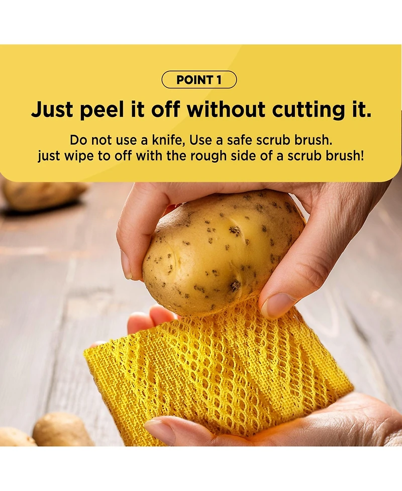Cornssil Kproduct4u K-cornssil Potato & Vegetable Peeling Pla Scrubber, Yellow, 4 pcs