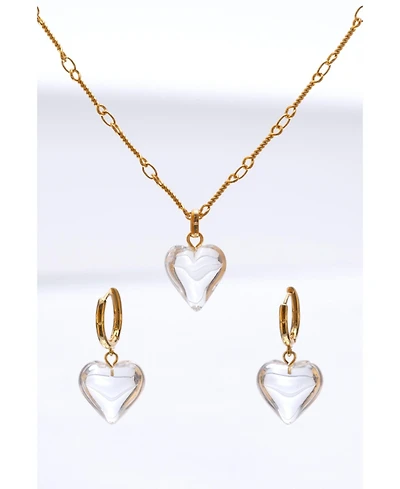 Frost Heart Necklace and Earrings Set
