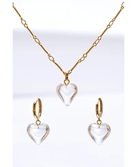 Frost Heart Necklace and Earrings Set