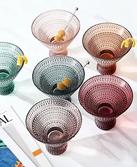 The Wine Savant Colored Stemless Martini Cocktail Glasses, Set of 6