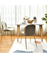 Gymax 4PCS Velvet Dining Chair Accent Leisure Armless Side Green