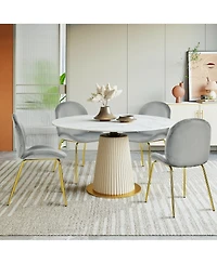 Gymax 4PCS Velvet Dining Chair Accent Leisure Chair Armless Side Chair Green
