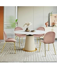 Gymax 4PCS Velvet Dining Chair Accent Leisure Armless Side Green