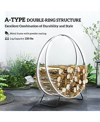 Outsunny 40" Waterproof Firewood Rack with Cover, Outdoor Indoor Log Rack