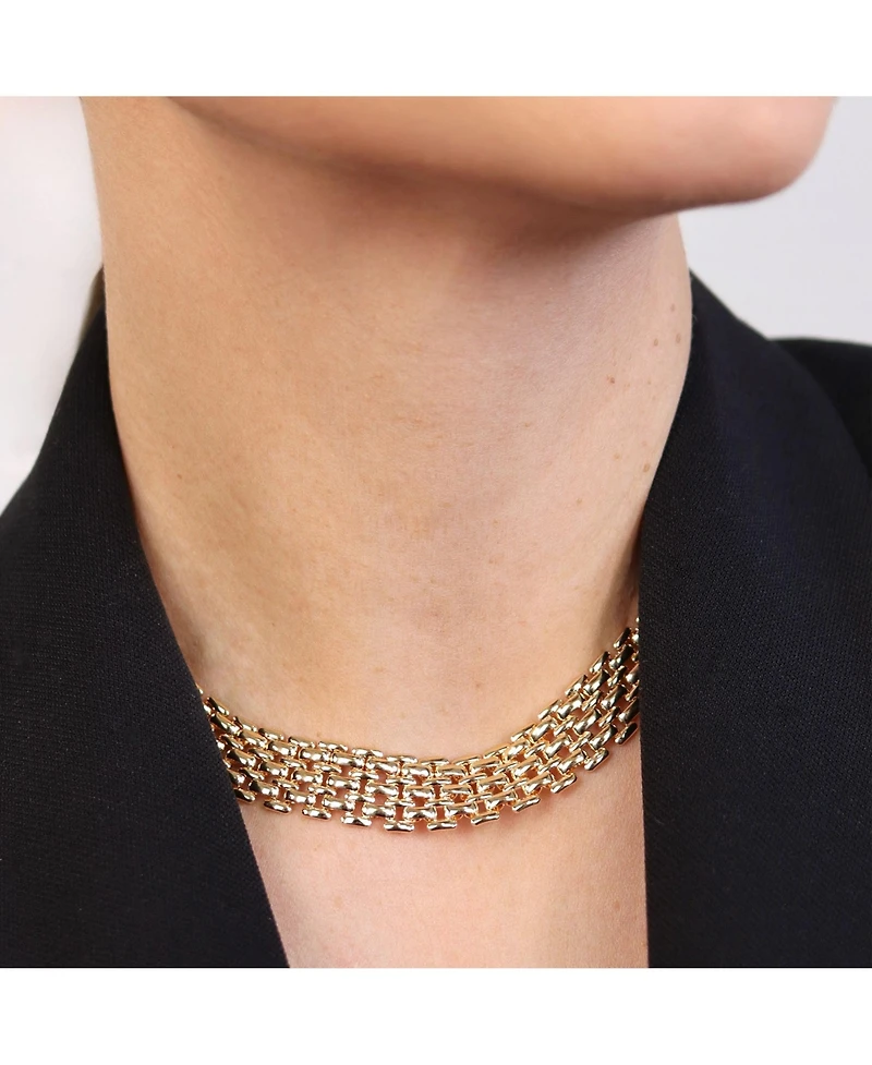 Bling Jewelry Jewelry Set Classic Panther Link Collar Necklace and Bracelet Yellow Gold Plated