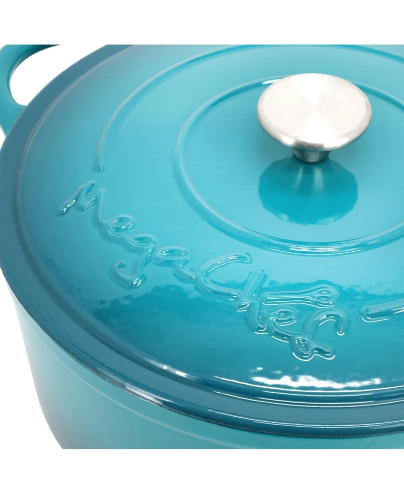 MegaChef 6.35 Quart Round Enameled Cast Iron Dutch Oven with Self Basting Lid