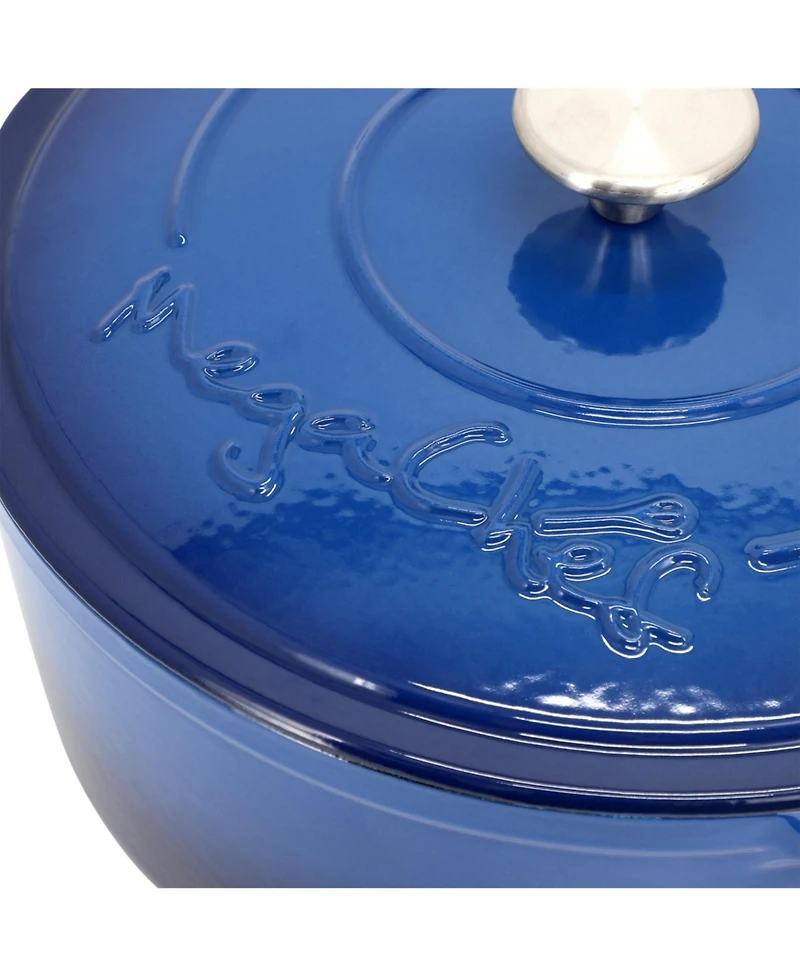 MegaChef 6.35 Quart Round Enameled Cast Iron Dutch Oven with Self Basting Lid