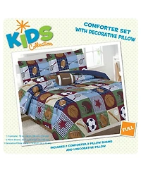 Team Sport Navy 4-Piece Microfiber Comforter Set - Full