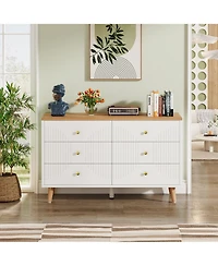 Tribesigns 6 Drawer Dresser, 47" Modern Wood Storage Organizer Chest of Drawers